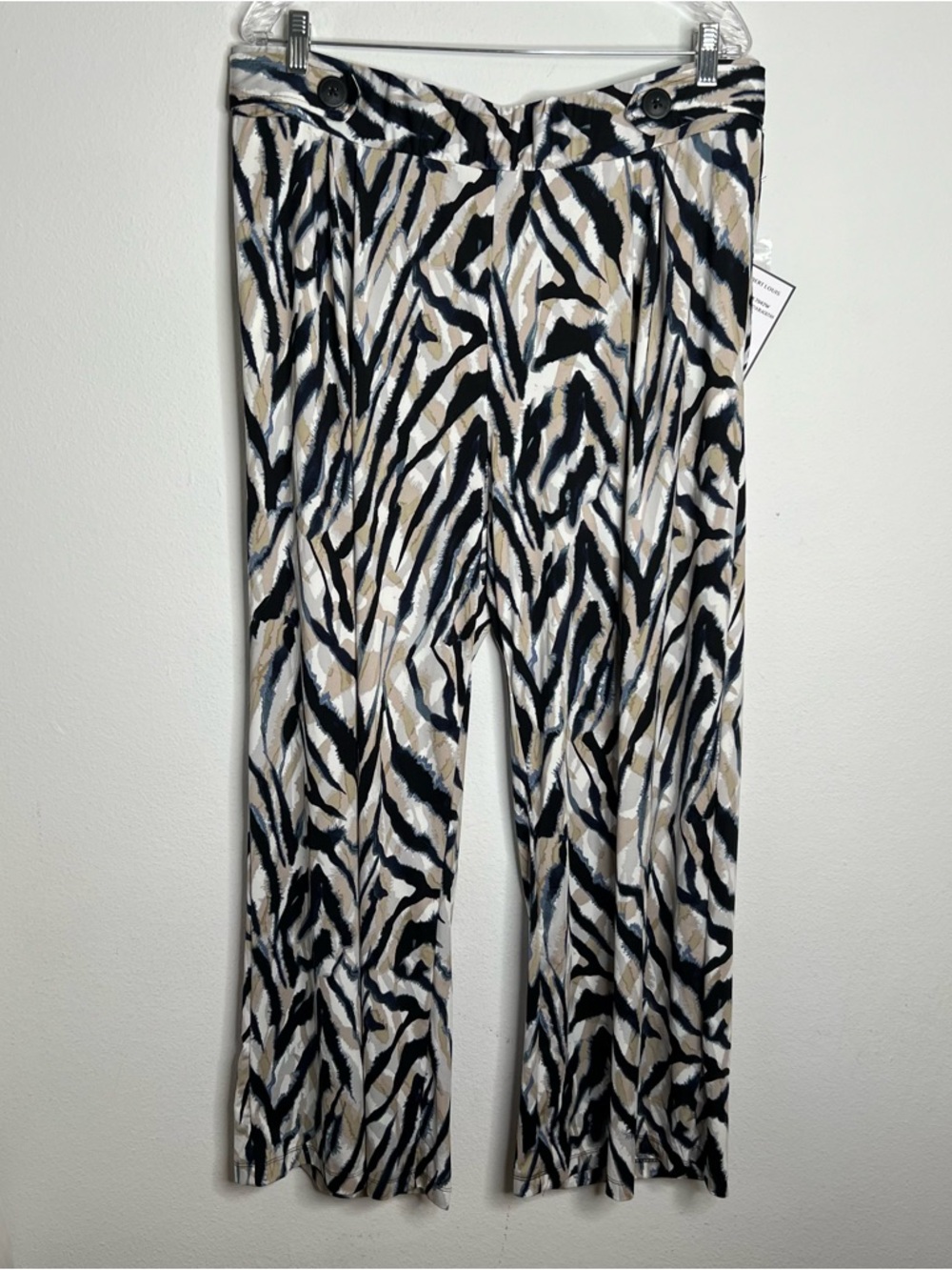 Robert Louis Black White Tan Printed Wide Leg Pants